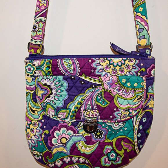 Vera Bradley Saddle Hipster Cross Body Bag  Heather Paisley - Picture 2 of 5